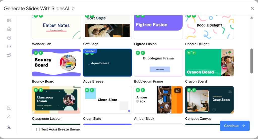Select the template for your presentation
