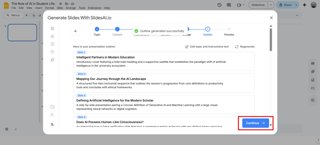 Review the presentation outline