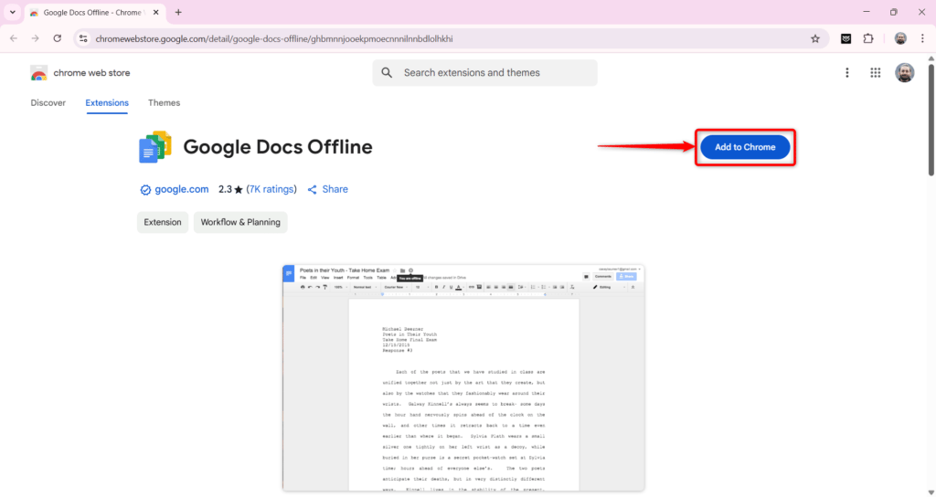 download google docs offline extension