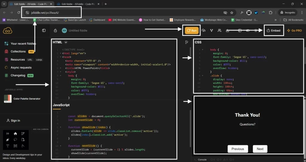 embed link in presentation