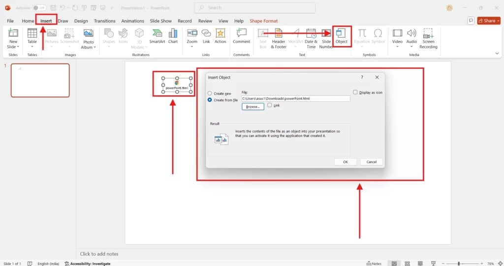 embed file in powerpoint