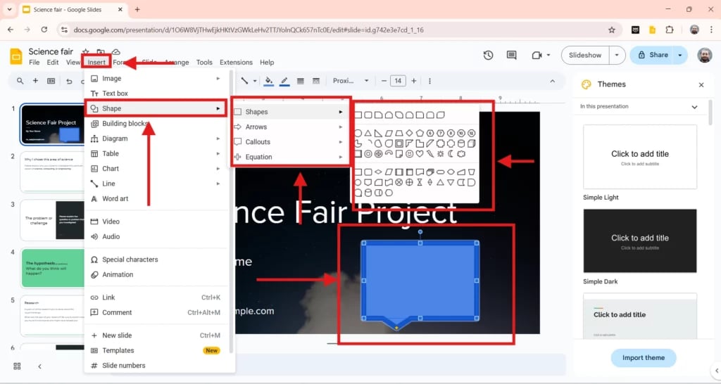 add borfer to shapes in google slides