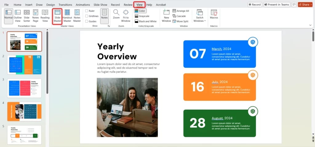 Step 1 Open Slide Master View