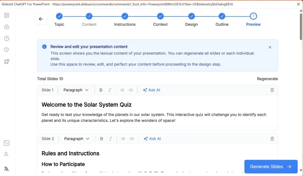 Review the presentation content