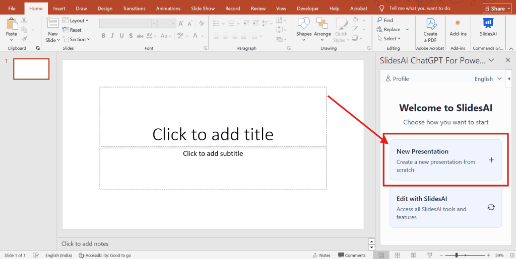 Create new presentation