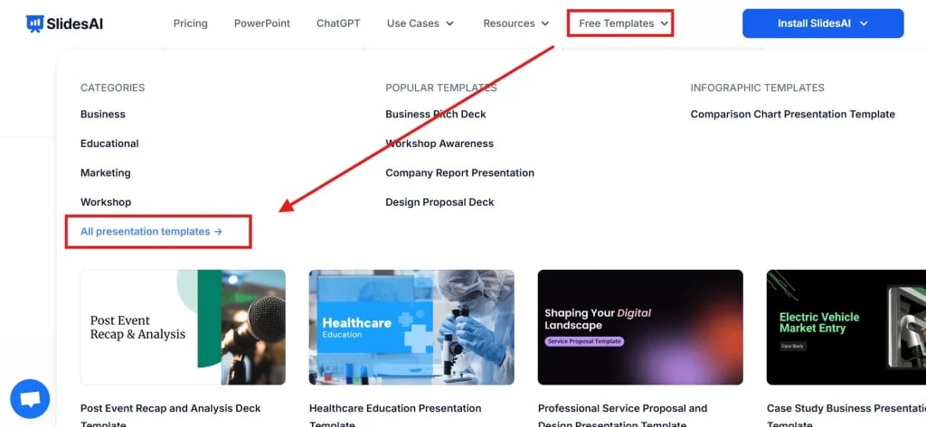 Open template library 