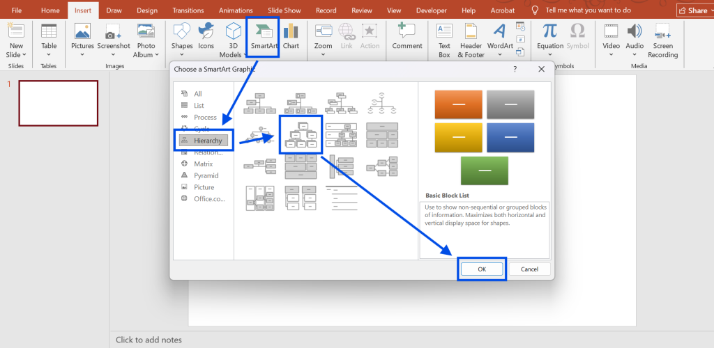 Insert SmartArt Graphics