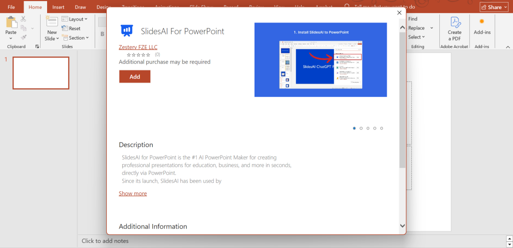 SlidesAI PowerPoint Add in 