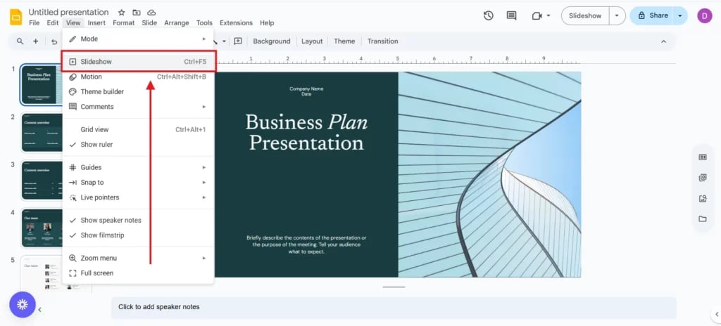 Switch to Presenter Mode