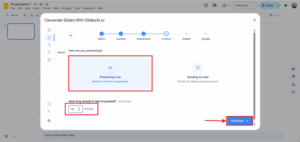 Set Presentation Duration of your sales presentation