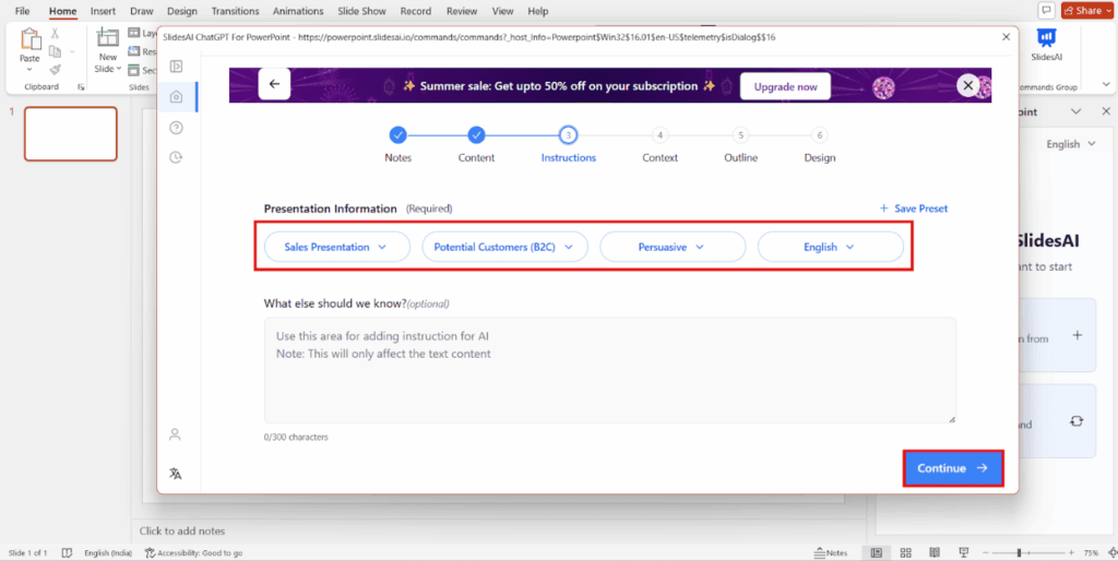 Set Preferences for your sales presentation