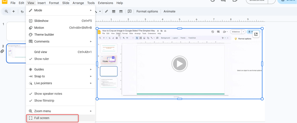 Switch to full-screen presentation