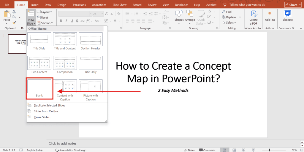 Open a blank PowerPoint presentation