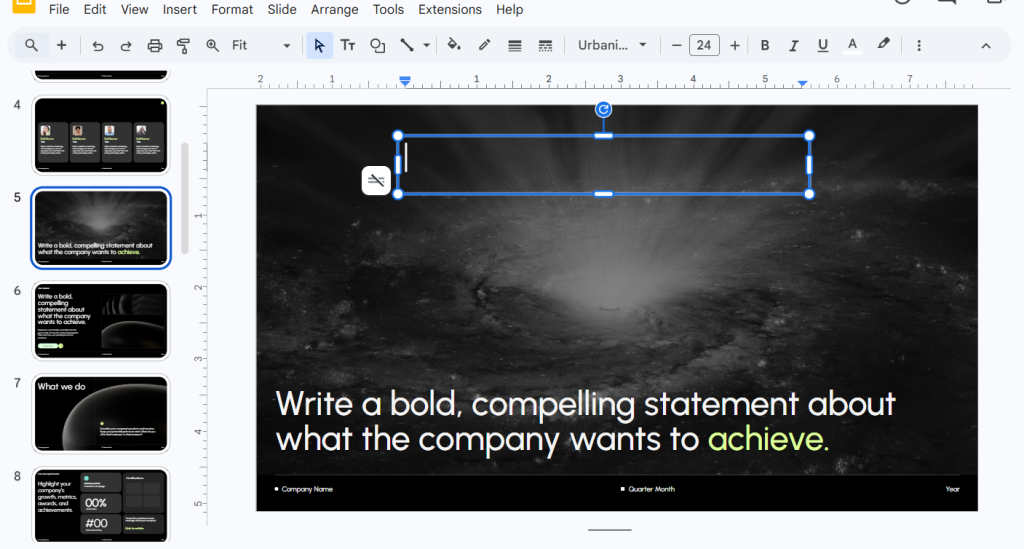 Position the Text Box at the Top