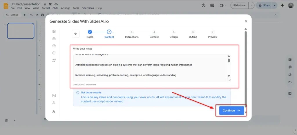Paste the research notes