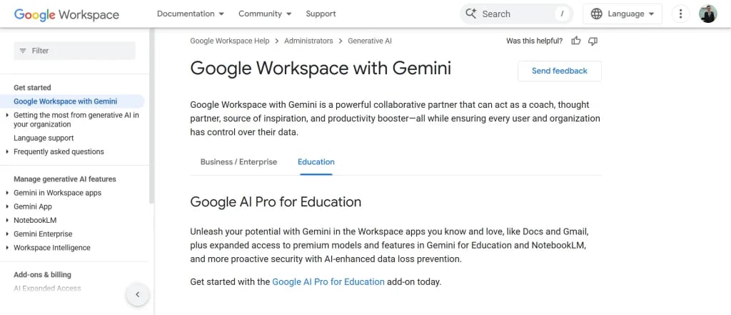 7. Google Gemini for Workspace
