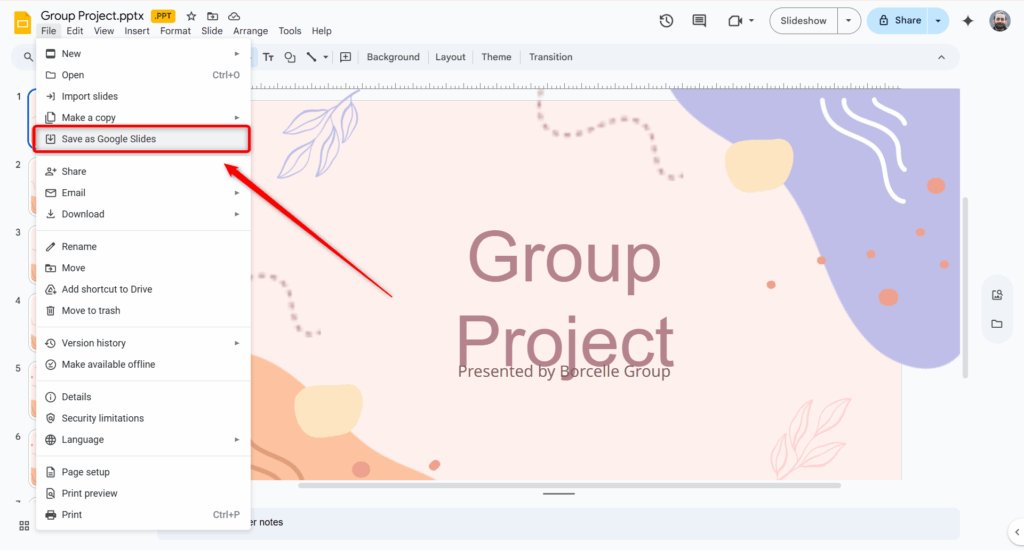 save PPT as google slides