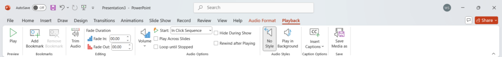 music playback options in powerpoint