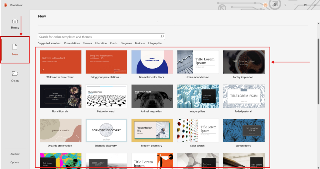 Add a Template to a New Presentation