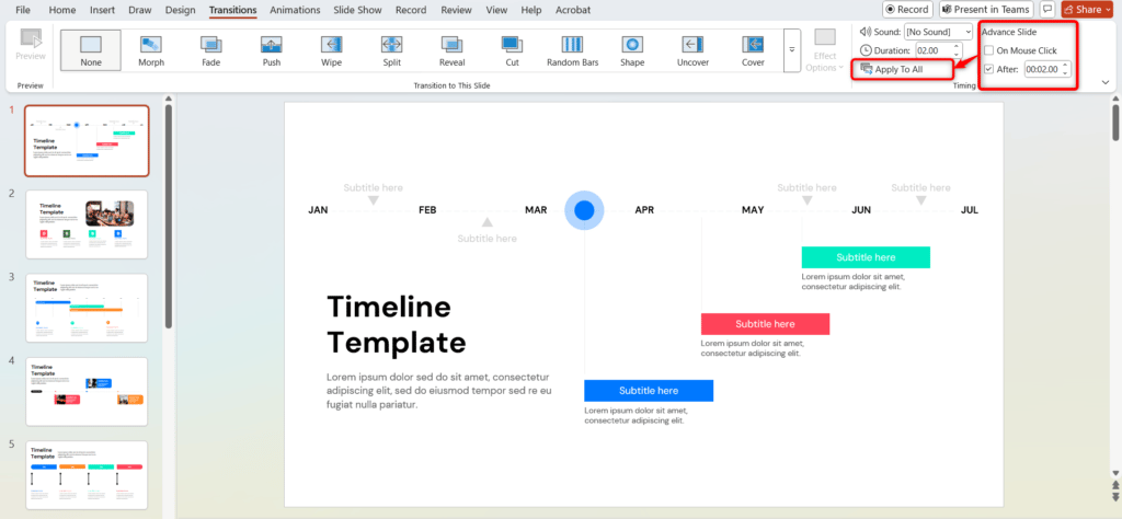 Set Automatic Slide Timing