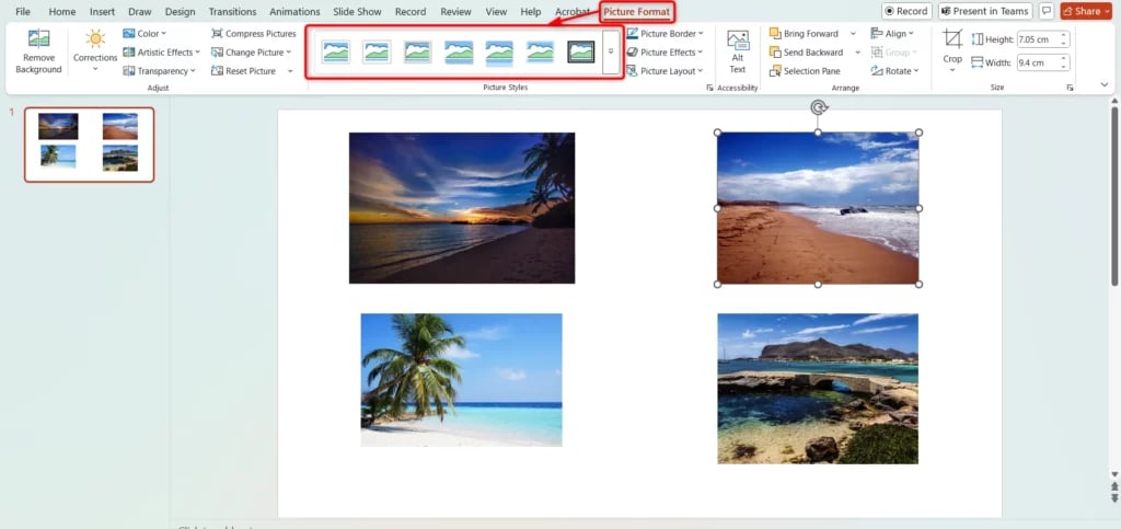 Apply Picture Styles in PowerPoint