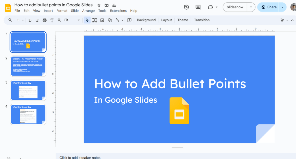 open your google slides presentation