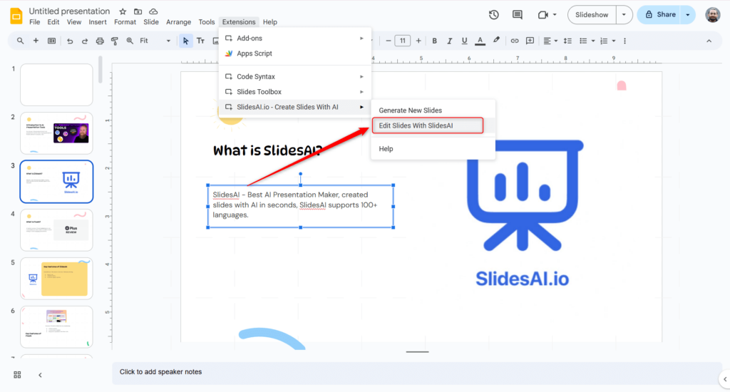 edit slides with slidesai for translation