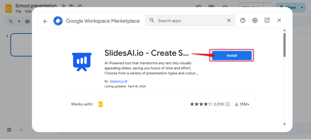 Install SlidesAI Extension