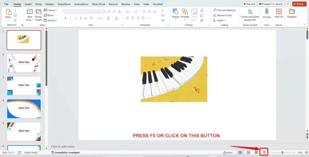Start the Slide Show in PowerPoint