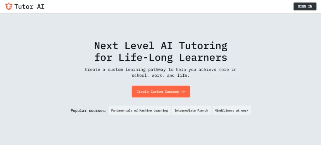 tutor ai homepage