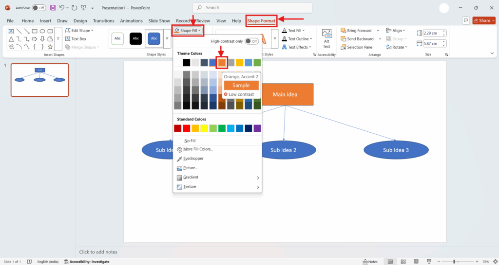 Style your mind map in PowerPoint