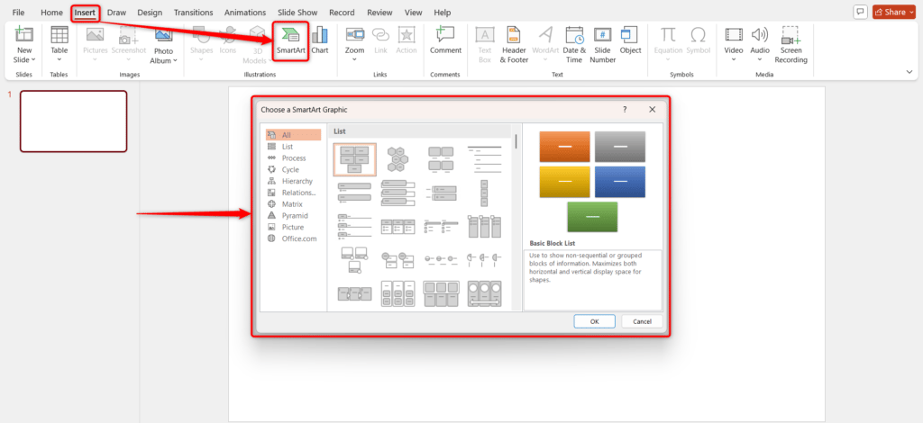 Open SmartArt Graphics in PowerPoint