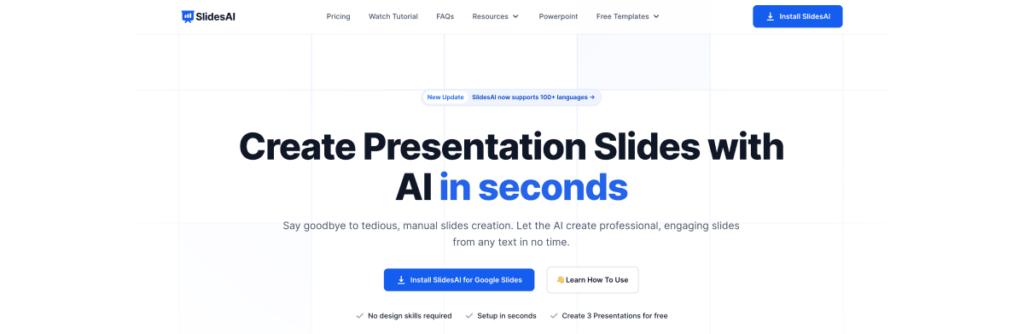 SlidesAI homepage