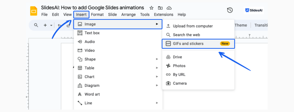 Insert GIFs and stickers on Google Slides