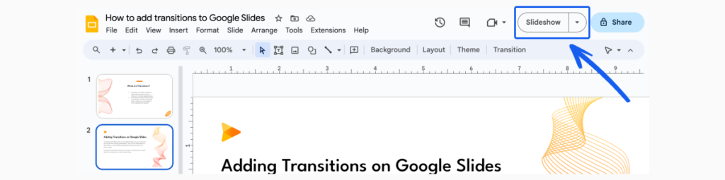 Google Slides to transition slides automatically in Slideshow mode