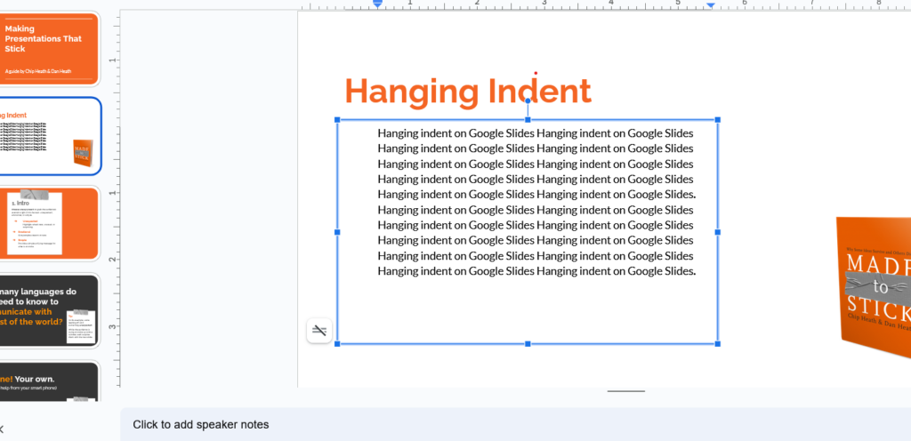 increase the hanging indent’s size