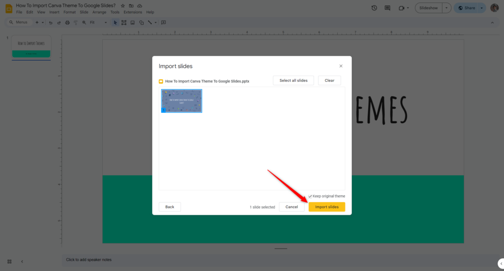 import your slides from ppt to google slides