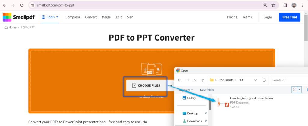 Convert PDF to PowerPoint and then import to Google Slides