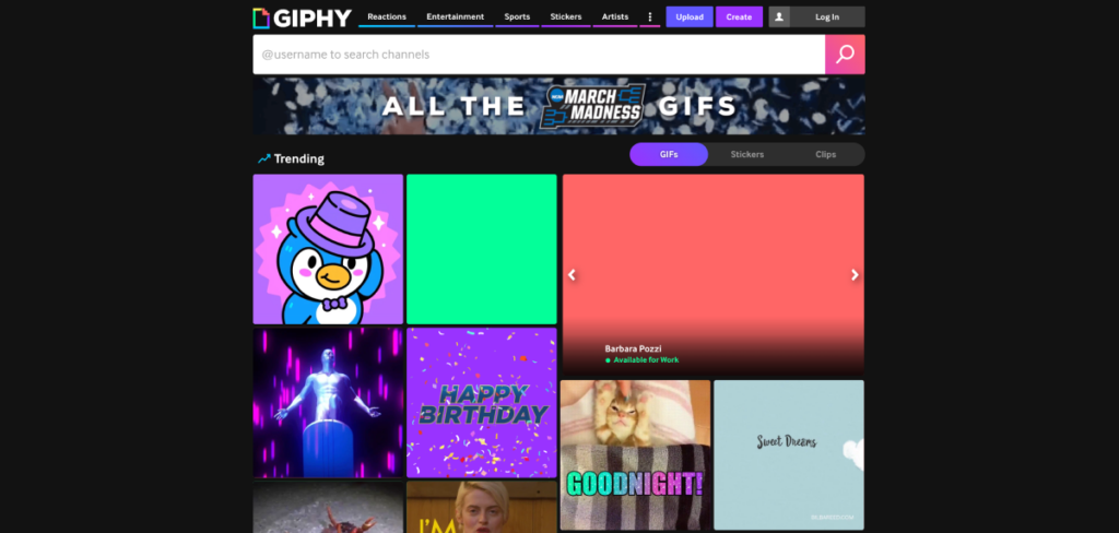 GIPHY homepage