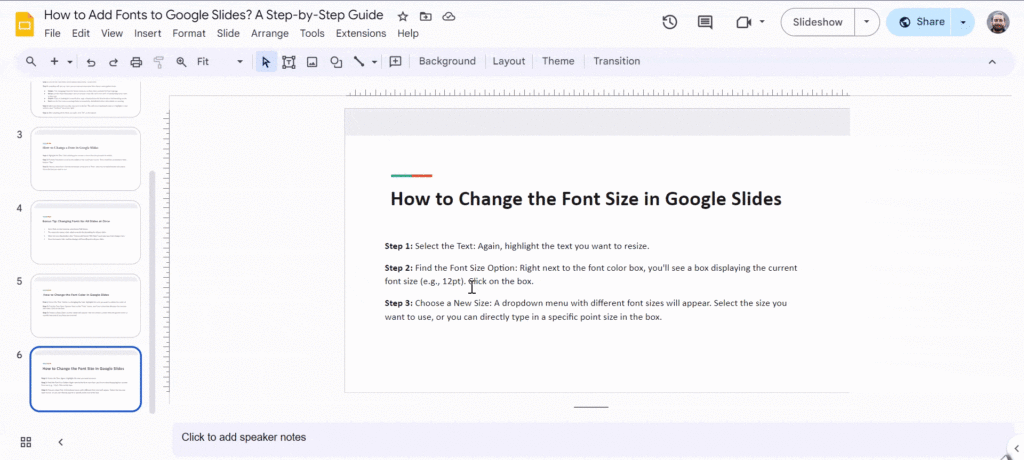 How to Change a Font Size in Google Slides