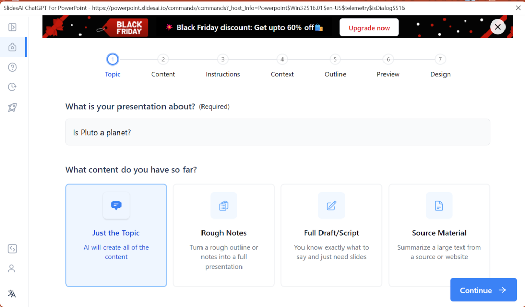 Enter the presentation topic
