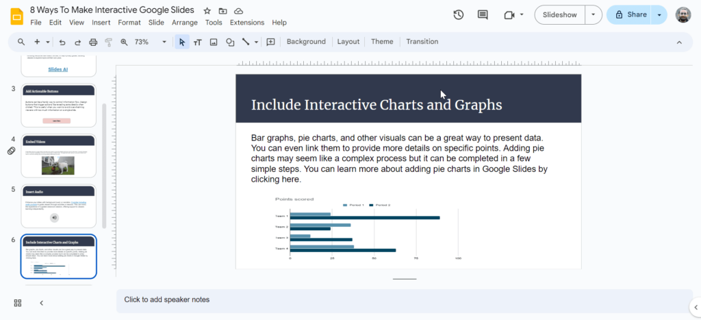 Add charts and graphs