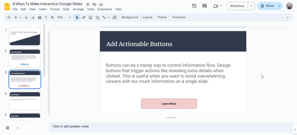 Actionable buttons