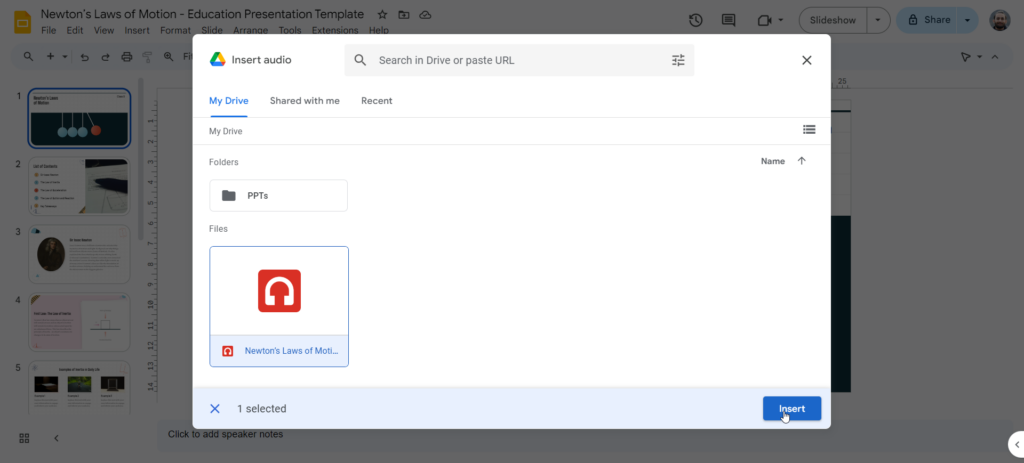 Insert Audio into Slides 2