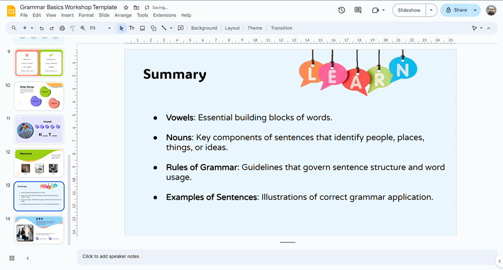 summary slide