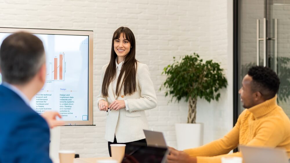 lady presenting the business presentation