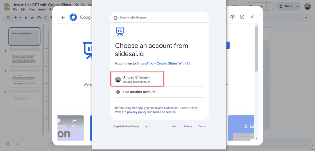 Choose Your Google Account