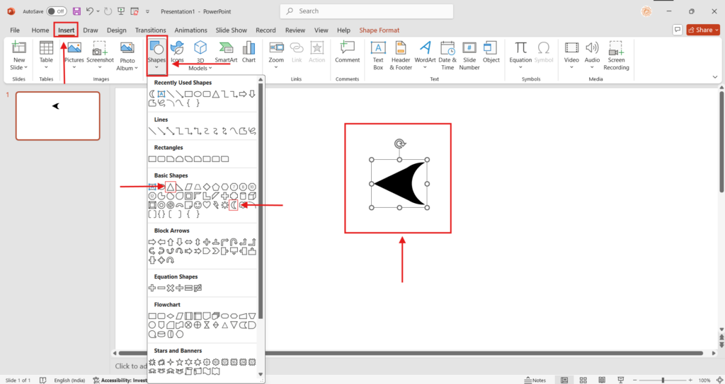 Make a Curved Arrow with Merge Shapes