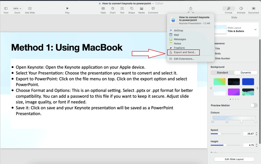 How to convert keynoote to powerpoint - Export your keynote