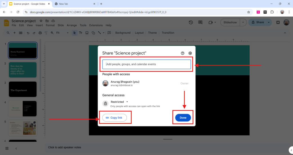 copy link in google slides